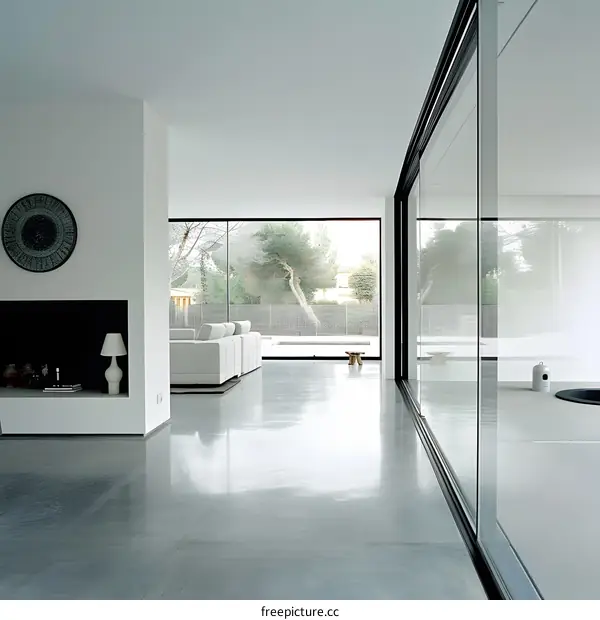 Minimalist Modern Home Interior Design With Large Windows
