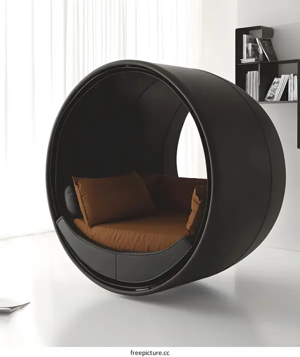 Modern Circular Black and Brown Sofa Bed Design