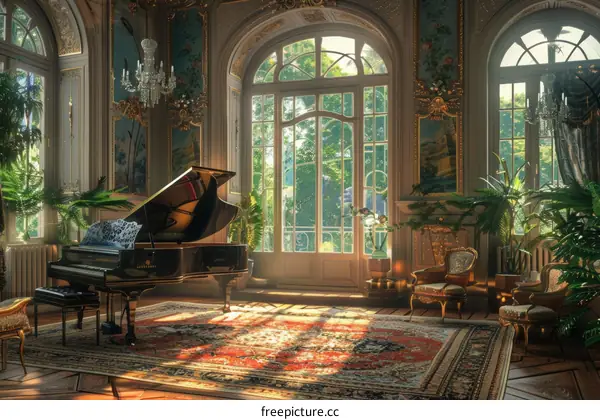 Grand Piano in a Luxurious Music Room