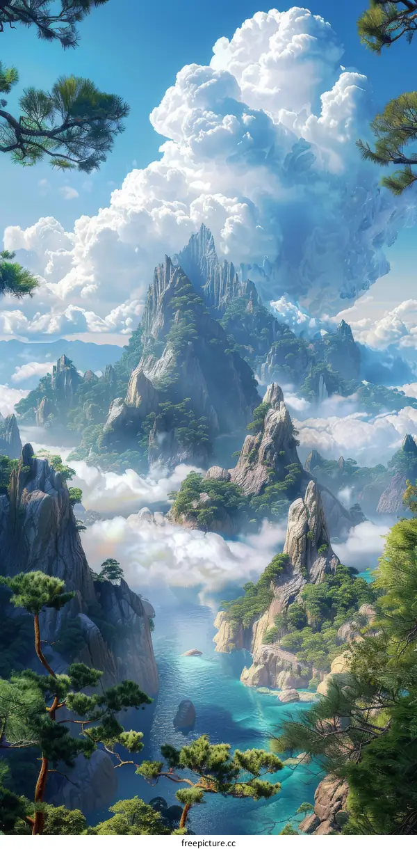 Majestic Fantasy Mountain Peaks