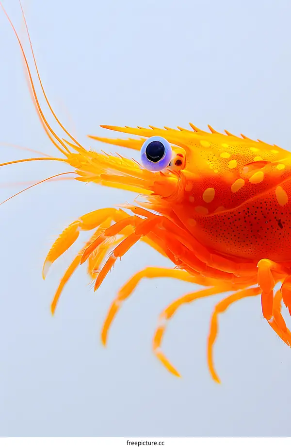 Closeup of Orange Shrimp on White Background