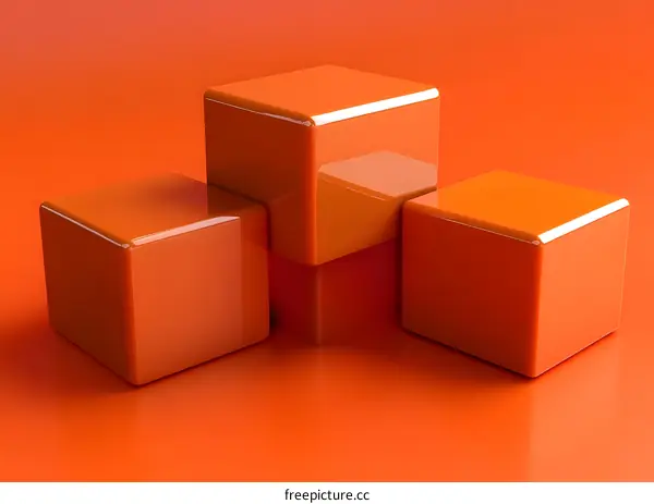 Orange Cubes Abstract Background 3D Render