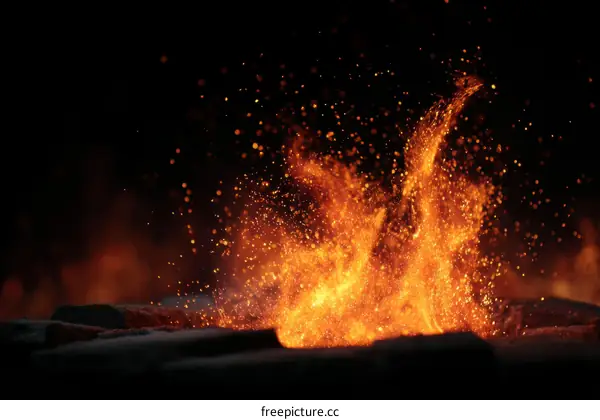 Fiery Sparks Exploding in the Night