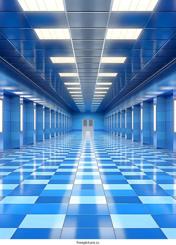 Blue Tiled Corridor Interior Design