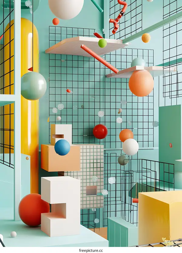 Abstract Geometric Shapes 3D Illustration