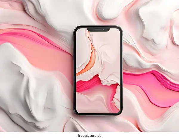 Pink and White Abstract Background with Phone