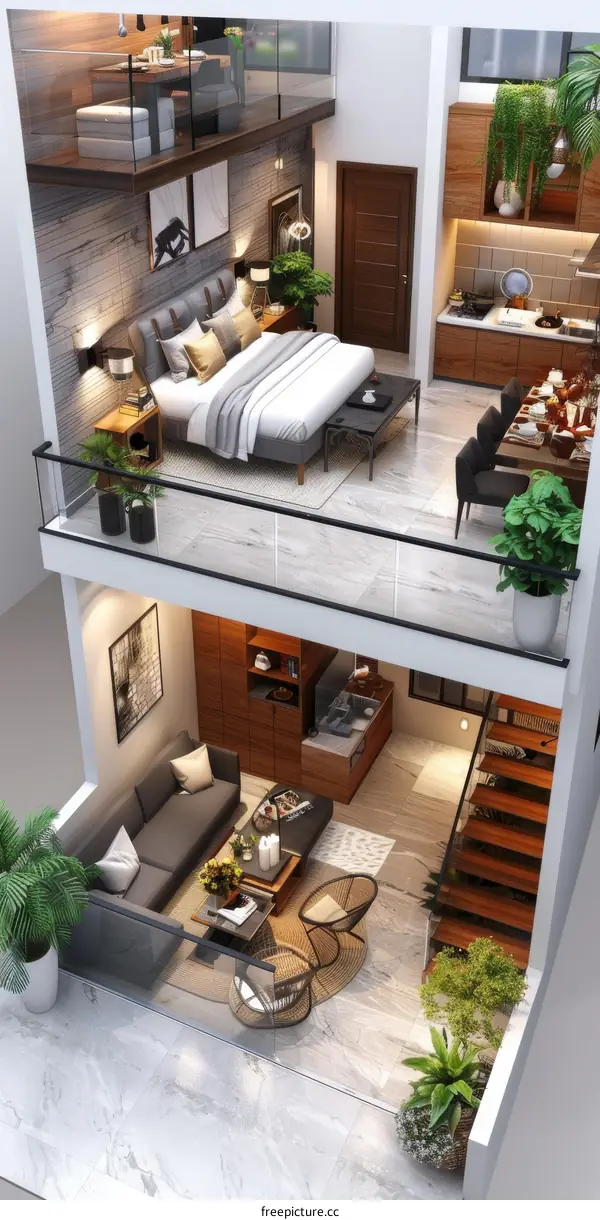 Small Modern Multi-Level Apartment Design