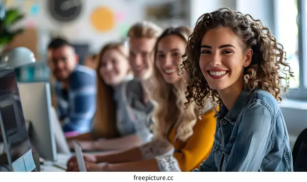 portrait of a group of young professionals in a casual office setting