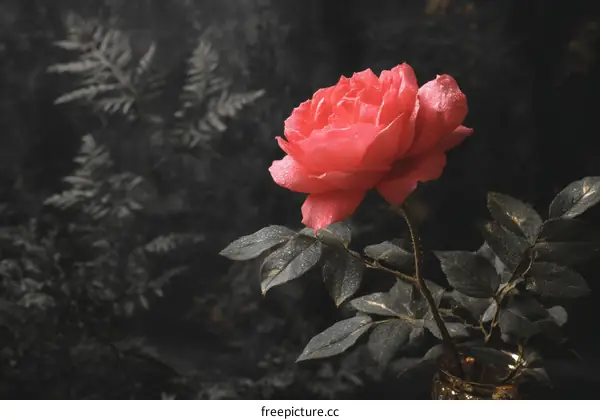 Beautiful Red Rose in Dark Background