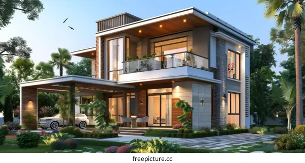 Modern House Exterior Design Illustration