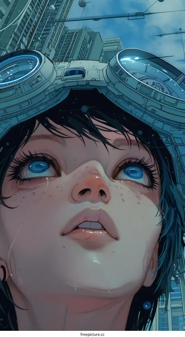 Future City Girl with Futuristic Goggles