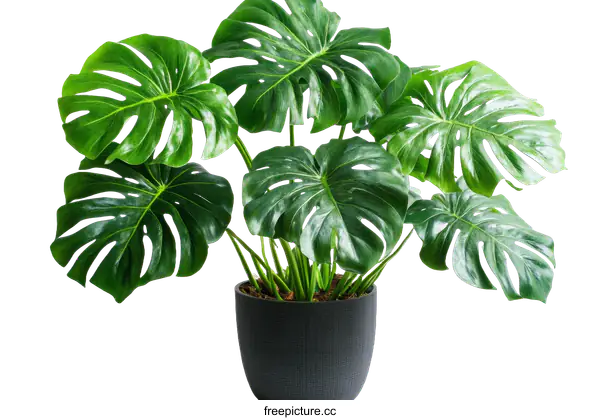 [Transparent Background PNG]Monstera Deliciosa Plant in Modern Pot