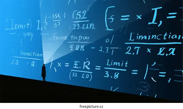 A Person Standing in Front of Mathematical Equations and Formulas