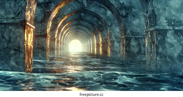 Sunken Temple Corridor: Underwater Ruins