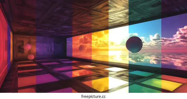 Abstract Colorful Room With Sky View