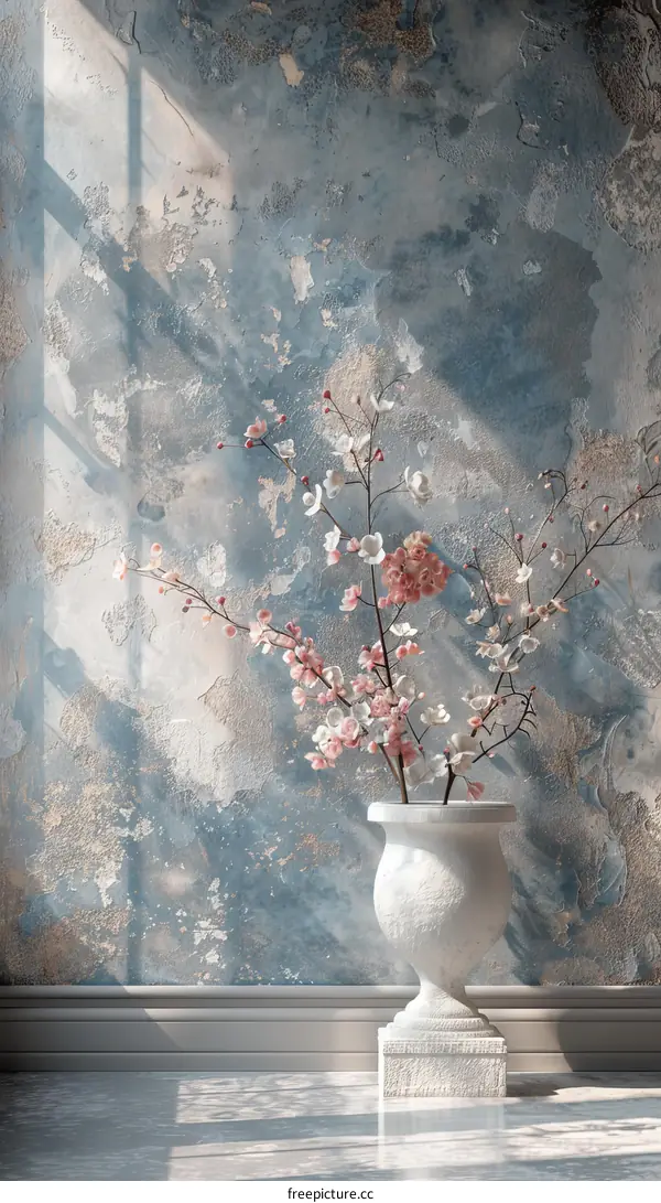 Elegant Floral Vase Against a Textured Wall