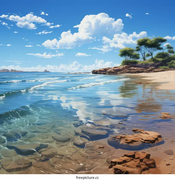 Beach with Rocks and Clear Water