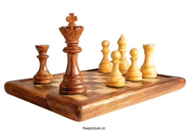 [Transparent Background PNG]Wooden Chess Set Pieces in Play