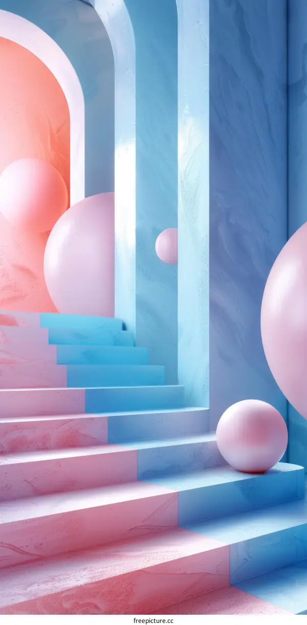 Abstract Pastel Stairway Design