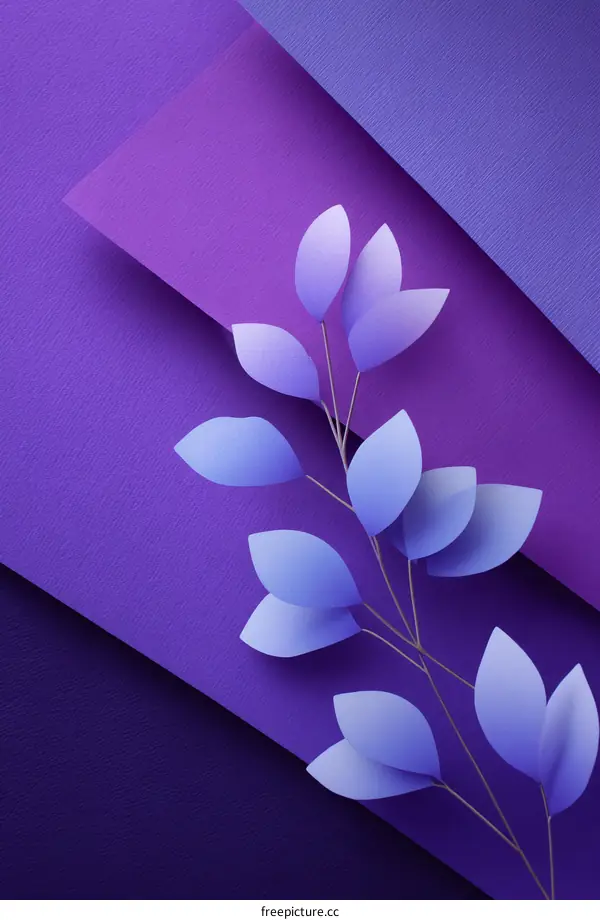 Purple Paper Leaves Minimalist Design