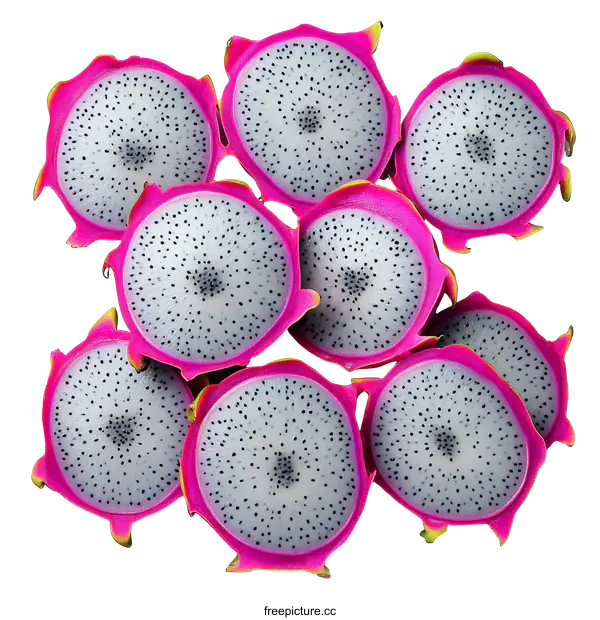 [Transparent Background PNG]Sliced Dragon Fruit on White Background