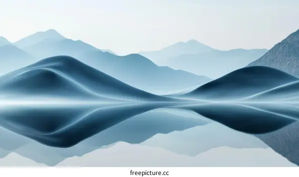 Misty Mountains Reflected in a Calm Lake