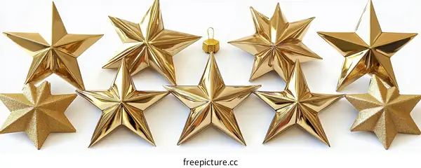 Golden Christmas Star Ornaments Collection