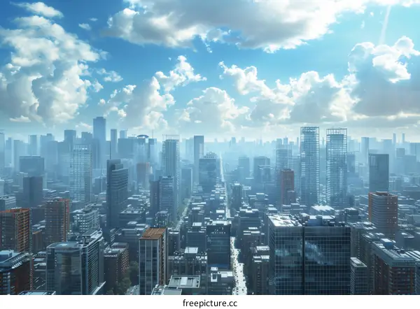 Aerial View of a Futuristic Cityscape