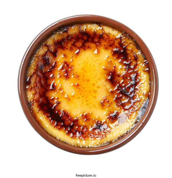 [Transparent Background PNG]Top view of a delicious creme brulee