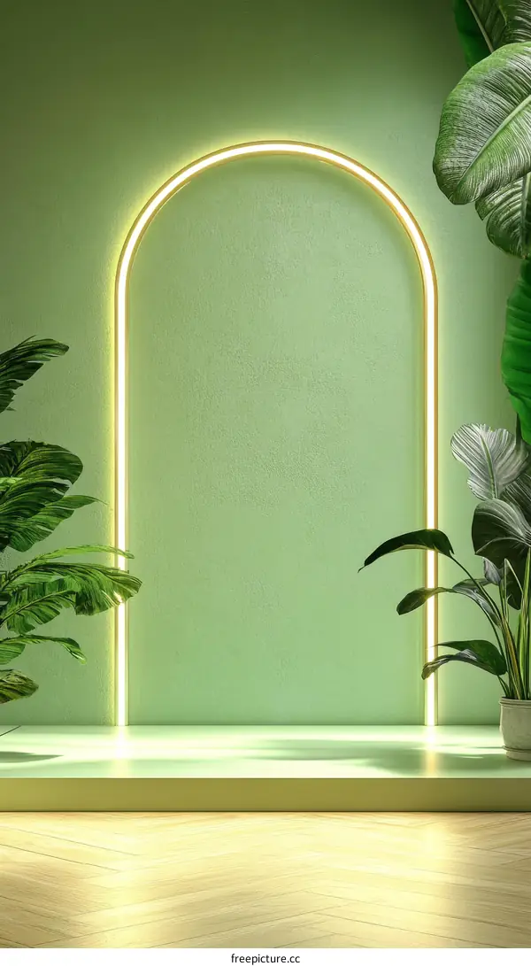 Modern Green Display Archway Scene