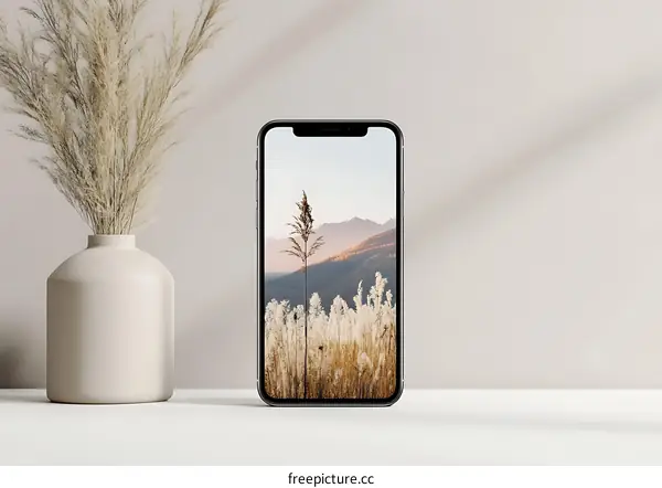 Minimalist Phone Mockup with a Nature Scene on the Screen