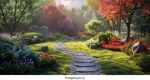 Spring Blossoms in a Tranquil Garden