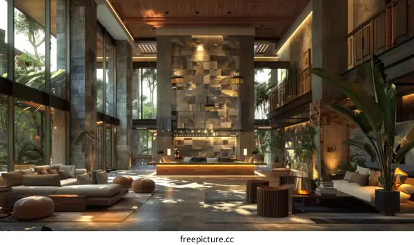 Modern Tropical Hotel Lobby Interior Design