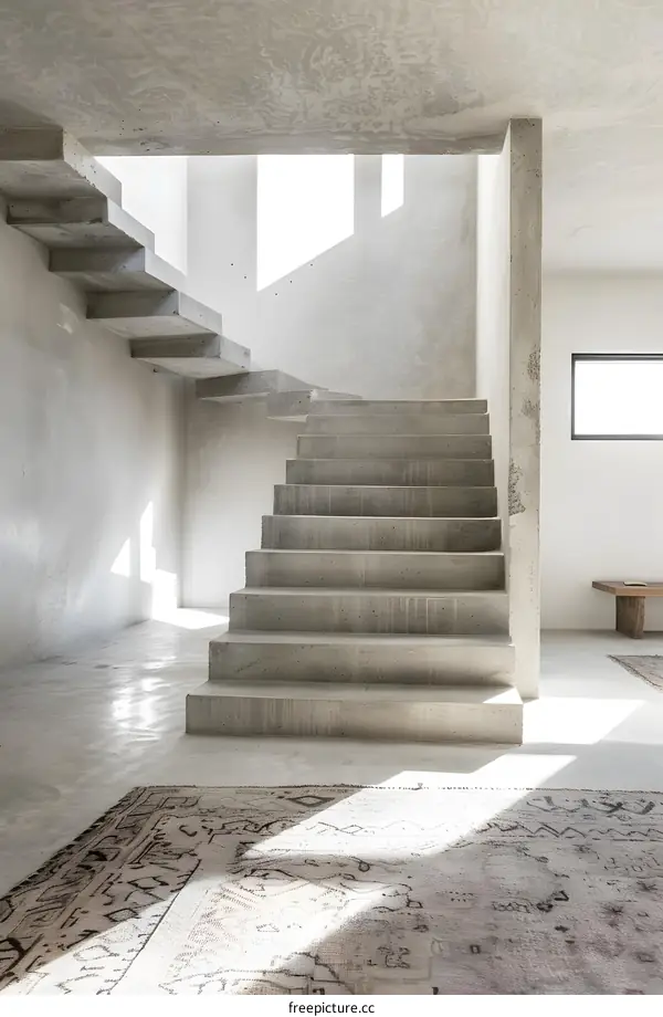 Modern Concrete Staircase in a Minimalist Home