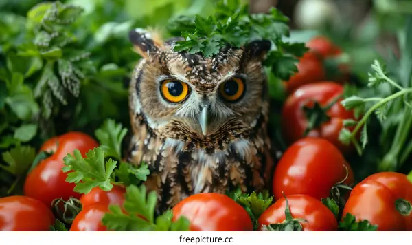Owl with Tomatoes and Parsley