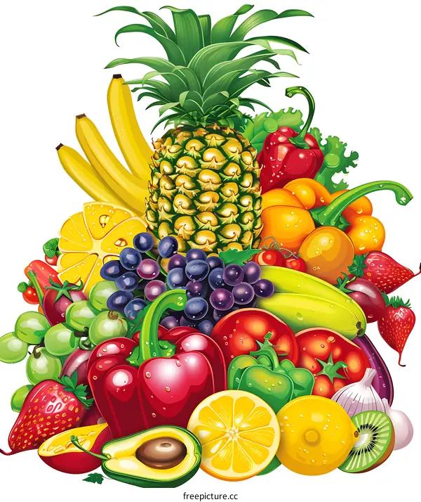 Fresh Colorful Fruits and Vegetables