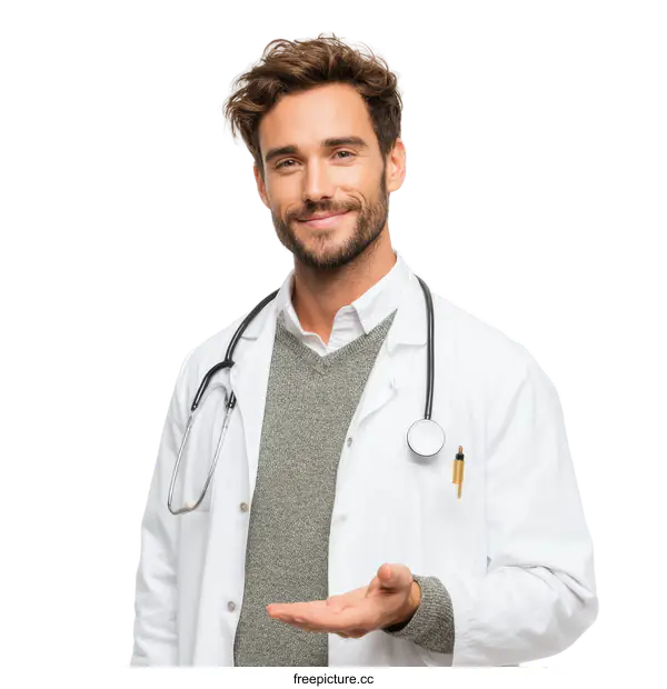 [Transparent Background PNG]Friendly Doctor Offering Help