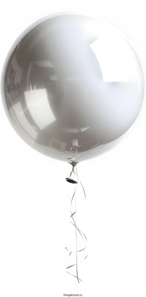A large silver balloon on a white background