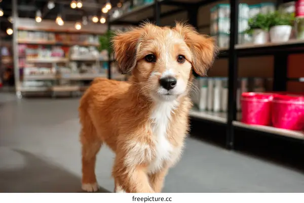 Adorable Puppy in a Pet Store