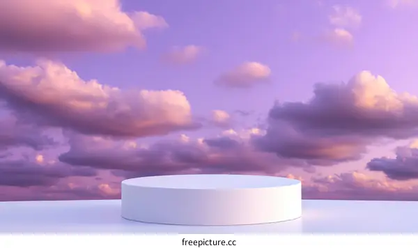 Empty White Podium Against a Beautiful Cloud Sky