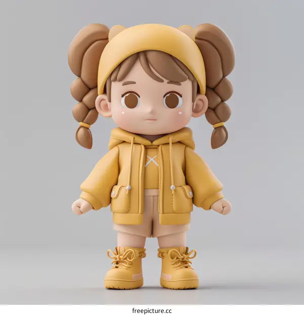 3D rendering of a cute cartoon girl