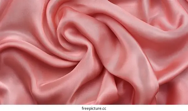 Close-up View of a Smooth Peach Silk Fabric