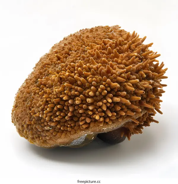 A hairy snail on a white background