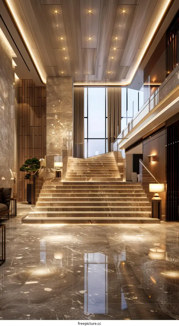 Modern Hotel Lobby Staircase Interior Design