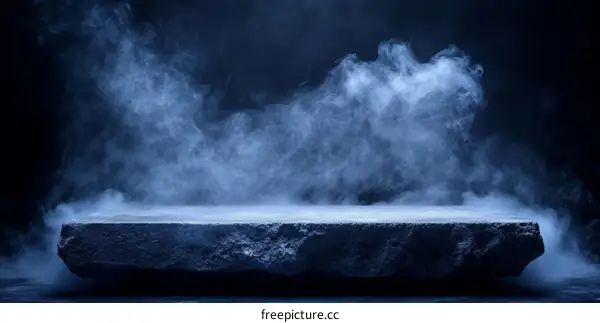 Dark Stone Product Display with Smoke