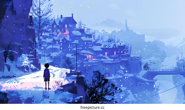 A winter village in the mountains