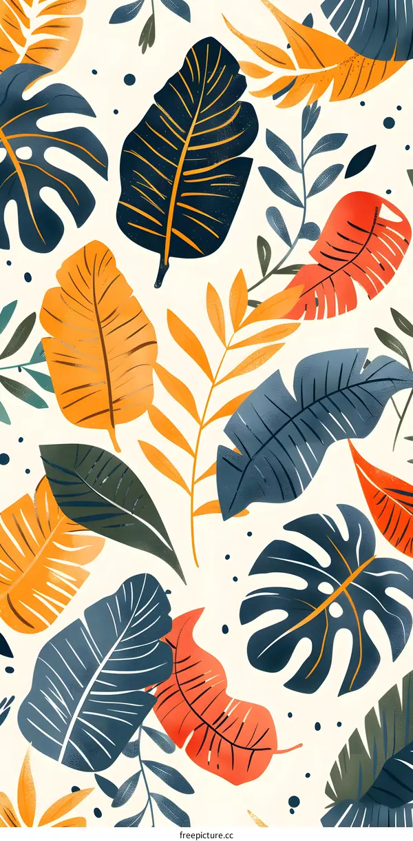 Tropical Leaves Pattern Seamless Background Illustration