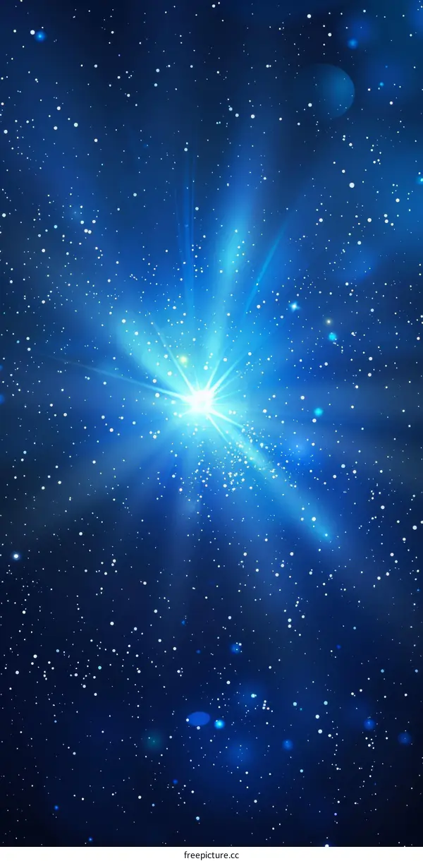 Blue abstract glowing light in space