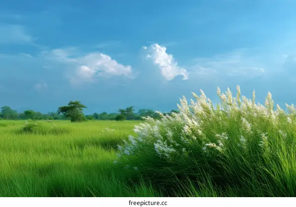 A Beautiful Field Under a Cloudy Sky