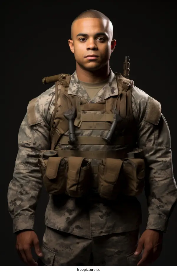 Portrait of a young African-American soldier